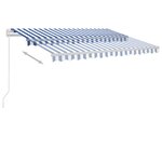 vidaXL Auvent manuel rétractable avec LED 350x250 cm Bleu et blanc