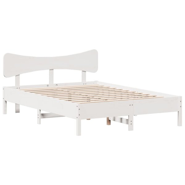 vidaXL Cadre de lit sans matelas blanc 135x190 cm bois de pin massif