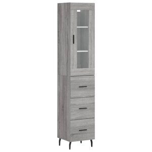 vidaXL Buffet haut Sonoma gris 34 5x34x180 cm Bois d'ingénierie