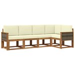 vidaXL Ensemble de canapés d'extérieur 5 pc Naturel et Crème Polyester