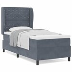 vidaXL Lit à ressorts avec matelas gris foncé 90 x 200 cm en velours