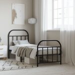 vidaXL Cadre de lit métal sans matelas avec pied de lit noir 75x190 cm