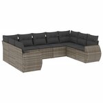 vidaXL Salon de jardin 9 Pièces avec coussins gris résine tressée
