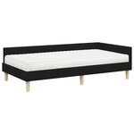 vidaXL Cadre de lit d'angle avec matelas 2 pc Noir 80 x 200 cm tissu