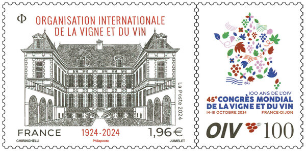 Timbre - 100 ans de l'Organisation Internationale de la Vigne et du Vin - Lettre Internationale