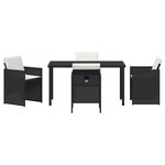 vidaXL Ensemble de salle à manger de jardin 5 pièces avec coussins en poly rattan noir