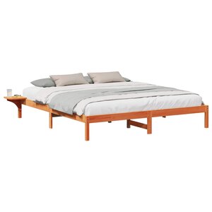 vidaXL Cadre de lit Brun cire 200 x 200 cm Pin massif