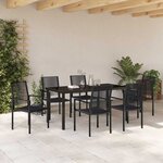 vidaXL Ensemble de salle à manger pour jardin 7 Pièces Noir Rattan PVC