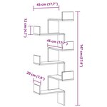 vidaXL Étagère d'angle Chêne noir 45 x 45 x 147 cm Bois d'ingénierie