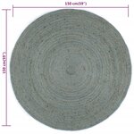vidaXL Tapis fait à la main Jute Rond 150 cm Vert olive