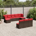vidaXL Salon de jardin 10 Pièces avec coussins marron résine tressée