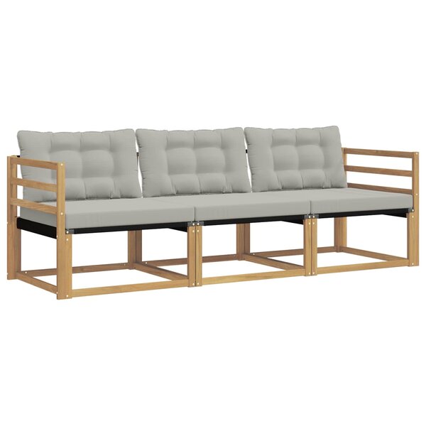 vidaXL Ensemble de canapés d'extérieur 3 pc Blanc et gris clair