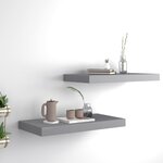 vidaXL Étagères murales flottantes 2 Pièces gris 50x23x3 8 cm MDF