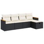 vidaXL Salon de jardin 5 Pièces avec coussins noir résine tressée