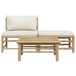 vidaXL Salon de jardin 3 Pièces avec coussins blanc crème Bambou