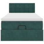 vidaXL Lit ottoman avec matelas et LED Vert foncé 90x200cm velours