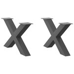 vidaXL Pieds de table basse en forme de X  2 pièces  anthracite  70 x (42-43) cm  acier