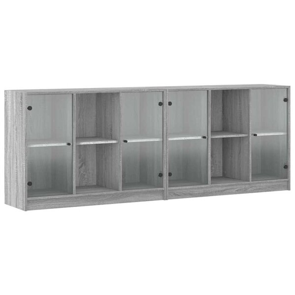 vidaXL Bibliothèque avec portes sonoma gris 204x37x75 cm