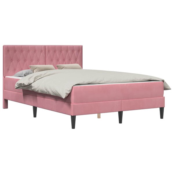 vidaXL Cadre de lit avec matelas Rose 120 x 200 cm Velours