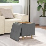 vidaXL Pouf de rangement avec coussin Gris foncé 40 x 40 x 45 cm tissu