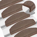 vidaXL Tapis d'escalier 15 pièces 65 x 24 x 4 cm Marron café Demi-rond Grand