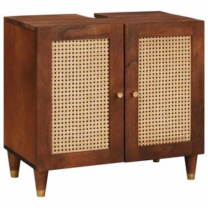 vidaXL Armoire d'évier avec étagère avec porte Marron 62 x 33 x 58 cm