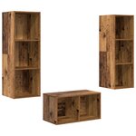 vidaXL Ensemble meuble TV Montage mural Bois ancien 37 x 37 x 107 cm