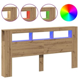 vidaXL Tête de lit à LED chêne artisanal 200x18 5x103 5 cm