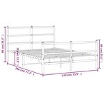 vidaXL Cadre de lit métal sans matelas et pied de lit blanc 135x190 cm
