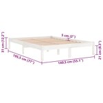 vidaXL Cadre de lit sans matelas blanc bois massif