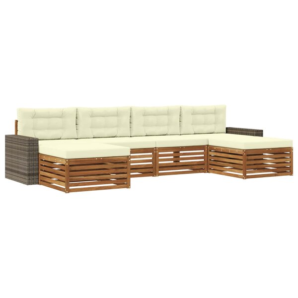 vidaXL Ensembles de canapés avec coussin 6 Pièces Bois d'Acacia Massif