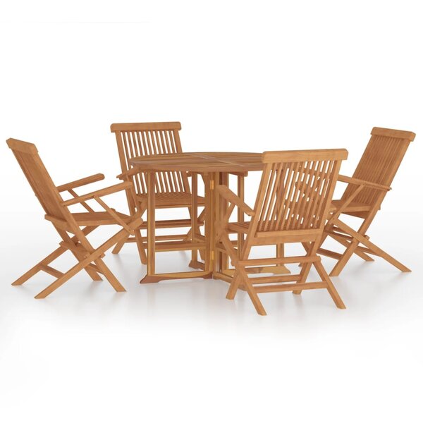 vidaXL Ensemble à dîner d'extérieur pliable 5 Pièces Bois solide de teck