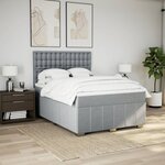 vidaXL Sommier à lattes de lit avec matelas Gris clair 160x200cm Tissu