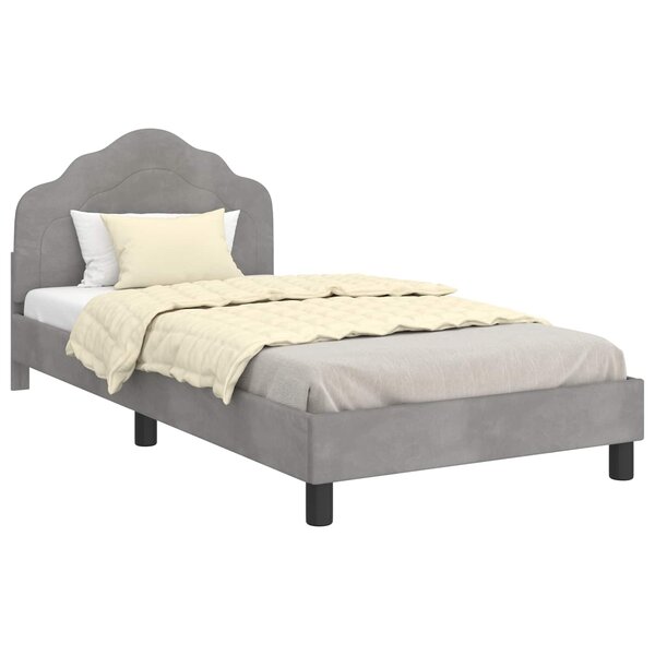 vidaXL Cadre de lit pour enfants avec tête de lit Gris clair Velours