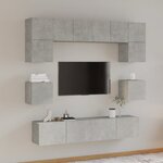 vidaXL Ensemble de meubles TV 8 Pièces Gris béton Bois d'ingénierie