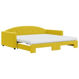 vidaXL Lit de jour avec gigogne et matelas jaune 100x200 cm velours