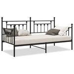 vidaXL Cadre de lit de jour avec tête de lit Noir 90 x 190 cm Acier