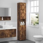 vidaXL Cabinet de salle de bain TULUM Chêne fumé 37 x 31.5 x 203 cm