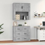 vidaXL Buffet haut Gris béton Bois d'ingénierie