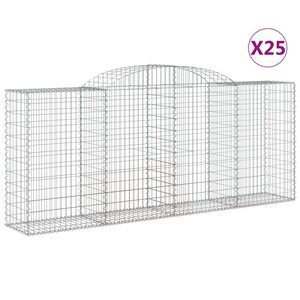 vidaXL Paniers à gabions arqués 25 Pièces 300x50x120/140 cm fer galvanisé