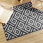 vidaXL Tapis d'extérieur ARAKIL blanc et noir 140 x 200 cm PP