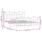 vidaXL Cadre de lit métal sans matelas et pied de lit blanc 140x190 cm