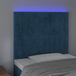 vidaXL Tête de lit à LED Bleu foncé 100x5x118/128 cm Velours