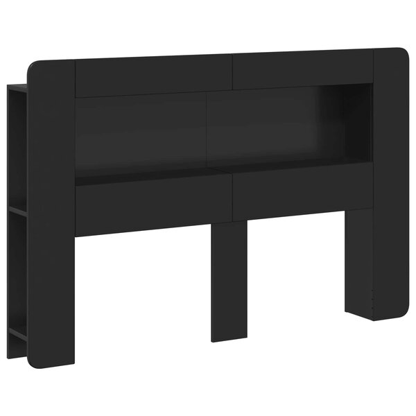 vidaXL Cabinet de Tête de Lit avec stockage Noir Bois d’ingénierie