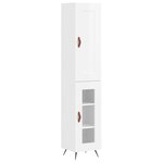 vidaXL Buffet haut Blanc brillant 34 5x34x180 cm Bois d'ingénierie