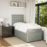 vidaXL Sommier à lattes de lit et matelas Gris clair 90x190 cm Velours