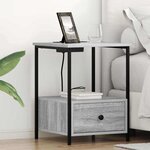 vidaXL Table de nuit avec station de chargement 2 Pièces Sonoma gris