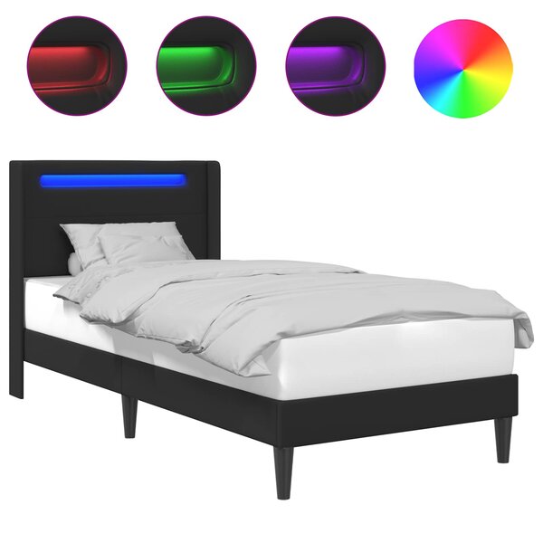 vidaXL Cadre de lit avec bandes LED Noir 80 x 200 cm Simili cuir