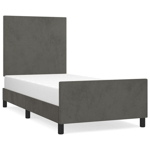 vidaXL Cadre de lit avec tête de lit Gris foncé 90x200 cm Velours