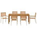 Ensemble de jardin 7 pièces vidaXL en poly-rattan acacia beige